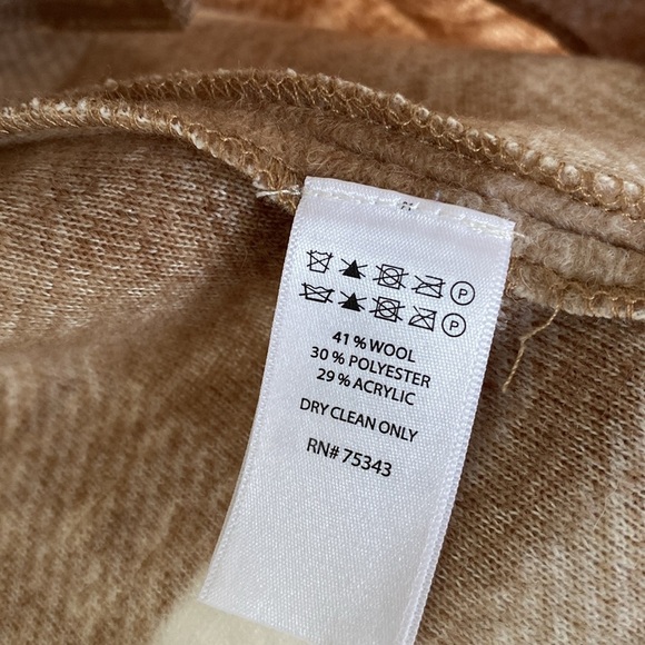 Rachel Zoe Tan Cream Plaid Coat - Lightweight Large - Picture 6 of 9